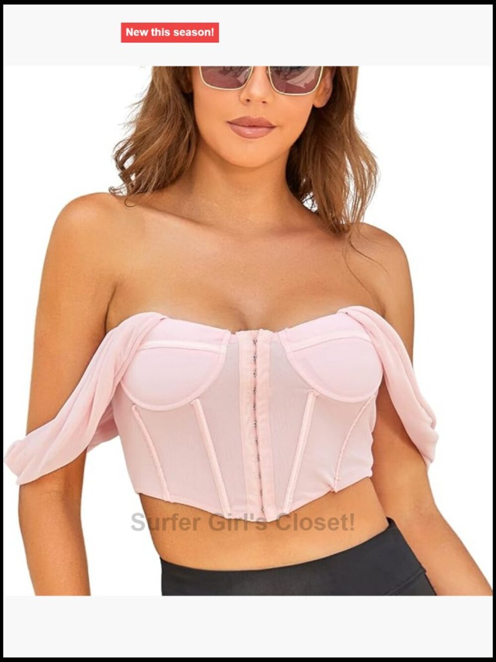 Off Shoulder Corset Crop Top Mesh Bustier Fishbone Support Party Wear